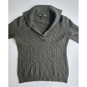 Ralph Lauren Black Label 100% Cashmere Wool Shawl Collar Sweater, moss, womens M